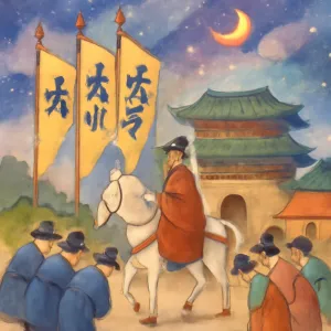 어대한. 어대중. 어대서 라고 하는 큰 깃발과함께 행차가 있는 왕실제사와 집안들이 서로 격식을 차려 인사하는 행사에 참석하는 꿈을 꾸었다
 [꿈해몽]