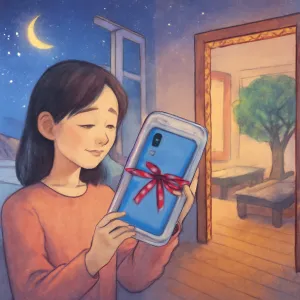 파랑핸드폰에 투명케이스를 선물로받고  집이사를했는데  큰방어 침대두개있고 마루에 돌침대 두개있고  오빠방에는 나무가 있는꿈 [꿈해몽]