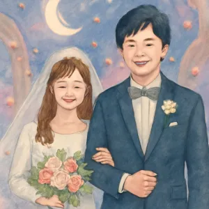 결혼식에서 연예인 한 인물과 닮은 사람과 결혼을하여 눈물이나왔다,행진하면서 끝났다. [꿈해몽]