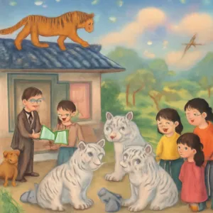 집에 가족들과 담임 선생님이 계셨다.그리고 할아버지가 나와 언니에게 용동과 봉투를 주셨고 봉투안에는 강아지와갈수있는 공원 축제 쿠폰이었다.그러다가 집 위에서 호랑이가 나왔고 그 호랑이는 유유히 사라졌다. 그리고 주변 도로에 몇몇의 동물이 있었다. 그리고 집 뒤쪽에서 백호가 한 세네마리 있었는다.그걸보고 어 내친구들이다 라고했다.내가 백호띠라서 그리고 엄마가 그러네 라고한후 백호들을 지켜보았다. 이들을 잡는건지 유인하기 위해 살아있는쥐들을 그 백호들 앞에 던지고 할머니가 숨었다. 언니와엄마 나는 그걸 지켜보았다.그런데 쥐들이 엄청크게 소리를지르고 살려달라하며 옆집에서 고군분투하다가 우리집으로 뛰어들어왔다. [꿈해몽]