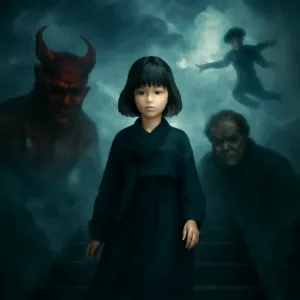 학교에 아직도 안나오고있는 아는 단발머리 여자애가 검은한복을 입고 나타나서 나를 부르고 나랑 같이 다녔고 내가 말걸어도 아무런 대답이 없었고 그저 고개만 흔들었음 꿈속에서 비가올것같은 날씨였고 먹구름 안개가 자욱했다 그 여자애랑같이 다니니까  험상궂게 생긴 할아버지가 나를 계속 따라다니며 위협했다 나는 꿈에서 하늘을 날라다닐수 있었고 그 할아버지의 위협을 피했다 그리고 악마 사탄같이 생긴 남자가 나에게 말을걸었다 무슨 말을 걸었는진 기억이 안난다 그 남자의 얼굴과 몸은 전부 빨간색이었다  피를 뒤집어 쓴것처럼 끔찍하게 생겼다 나는 꿈에서 하늘을 높이 날라다니며 그것들의 위협을 피했다 그리고 마지막에서 그 여자애가 검은색 계단을 나랑 같이 내려오려고 했다 나는 싫어서 저항하려고 했지만 그 여자애의 힘이 세서 끌려가려고 했다 하지만 그 계단에서 멈췄고 꿈이 깼다 그 여자애는 아직도 학교에 나오지 않고있는 상태다 이 꿈은 여자애에게 뭔일이 일어나는 의미같다 [꿈해몽]