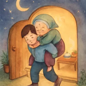 돌아가신할머니랑 걸어가다가 힘들다고 하셔서 업고 집안으로 들어와 식사를 하였다 [꿈해몽]