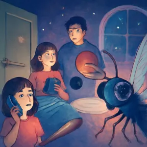 동생의 휴대폰으로 모르는 번호 전화가 왔다. 동생이 받았는데 ARS전화 목소리처럼 여자의 기계적인 목소리가 들렸다. 하지만 동생이랑 대화가 이어졌다. 나는 소름이 끼쳐서 현관문을 이중잠금으로 잠궜다. 바로 엄마한테 말했고 아빠도 왔다. 갑자기 어디서 벌레가 날아왔다. 크기는 컸고 몸통은 잠자리같고 날개는 아주 가늘고 여러개였다. 눈이 잠자리 눈같았고 되게 컸는데 마치 그 눈 안으로 누가 우릴 보고 있는 것 같다는 생각을 했다. 야구방망이로 휘두르면 죽겠지 싶어서 가져왔는데 죽이진 않았다. 그때 아빠가 갑자기 농구를 했고, 나는 아빠에게 야구가 좋은지 농구가 좋은지 물었다. 아빠는 농구가 좋다고 했고 우리는 농구 이야기를 했다. [꿈해몽]