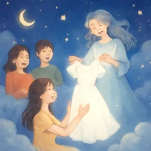 돌아가신 어머니과 친구들과 함께 밝게 웃으시며 저와 같이 있는 여자친구에게 드레스를 주었습니다. [꿈해몽]