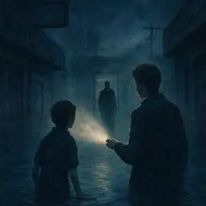 우리 집에 연쇄살인범인 들어와 사람 2명이 죽었고 나랑 우리 반 담임선생님이 그 연쇄살인범을 잡을려고 하는데 집은 정전이고 밖은 홍수로 바닥은 잠기고 간판의 불들도 다 꺼졌다. [꿈해몽]