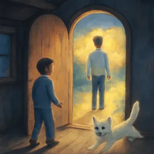 죽은 아버지가 꿈에 나와 나랑 아버지랑 오두막에 올라가 있다가 문을 보니깐 밖에 아버지가 있었고 밖이 환했다 아버지가 그 길을 가시고 없어져서 나도 그 문 밖으로 나가려고 했는데 하얀색 고양이가 막 뛰어다니면서 나가지 말라고 하는듯 했다 [꿈해몽]