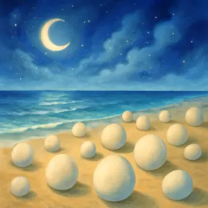 푸른바닷가넓은모래사장에큰알이가득있었던꿈 [꿈해몽]