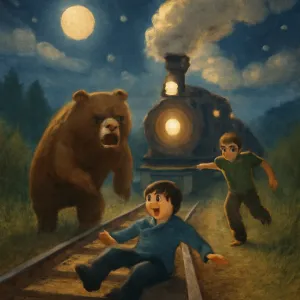 게임하다 갑자기 화면전환 되어서 어떤 사람이랑 곰한테 쫒기다 기찻길에 넘어졌는데 친구랑 곰은 기차에 깔려 죽는 꿈 [꿈해몽]