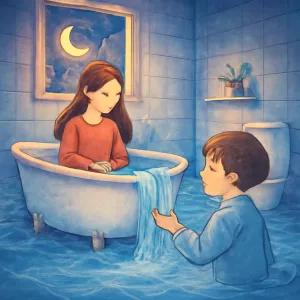 집안 화장실 욕조에 물이 새어 온통 물바다가 되어 누나한테 왜이렇게 새냐고 물어보는꿈. [꿈해몽]