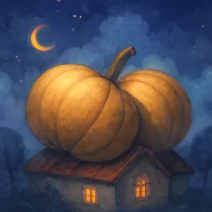 지붕 위에 커다란 황금색 박이 두개가 있는데 그 크기가 지붕을 무너트릴만큼 컸다 [꿈해몽]