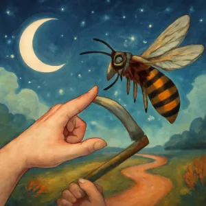 길위에서 말벌이 오른쪽두번재 손가락  물리고 나서 같은장소에서 낫으로 말벌한마리  죽려서요 [꿈해몽]