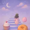 엄청나게 긴 계단을 내려가 배경은 약간 아주 연한 보라색이고 다 내려가면 내가 그때그때 좋아하는 간식을 베어물고 끝남 [꿈해몽]