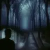 어두운 숲 속에서 길을 잃고 불안한 마음으로 주변을 살피며 누군가의 목소리를 찾는 꿈. [꿈해몽]