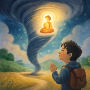 여행중 멀리서 토네이도를 봤는데 우와하면서 보고있었는데 나중에 토네이도 안에서 가부좌 부처님 빛이 승천함 [꿈해몽]