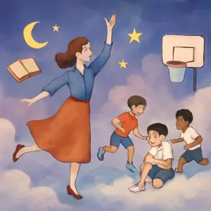 영어학원 선생님이 춤을 춘다. 
또,친구들과 농구를 할려고 했는데 무릎이 다쳐서 하지 못했다. [꿈해몽]