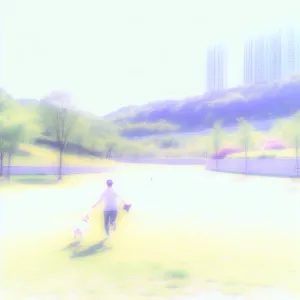개를 데리고 공원에서 뛰어다니며 행복한 순간을 느끼는 꿈. [꿈해몽]